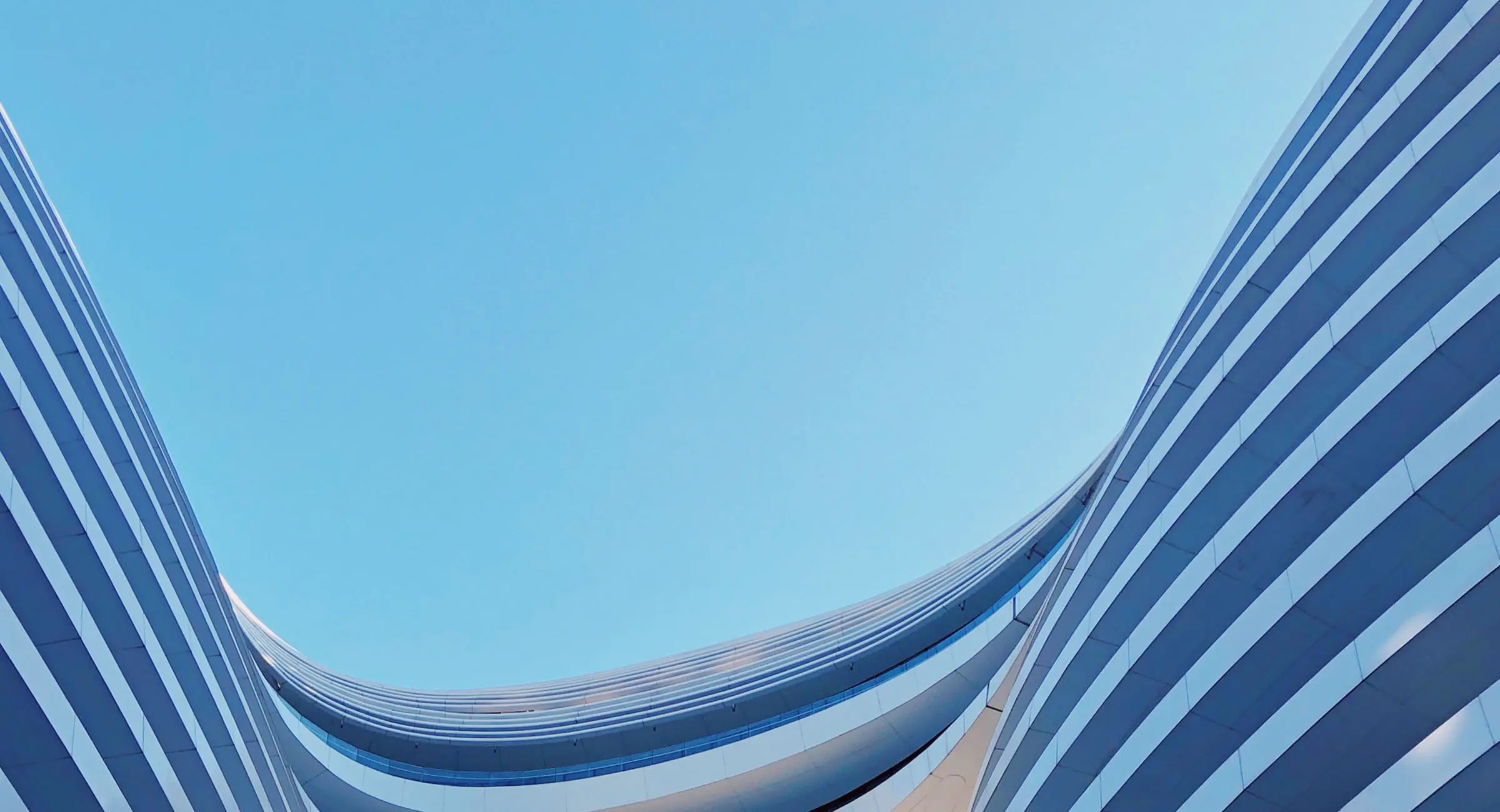 Sweeping curved building facade