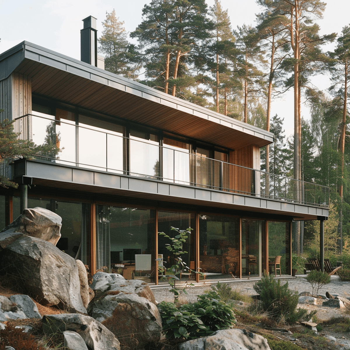 Modern house in a forest setting